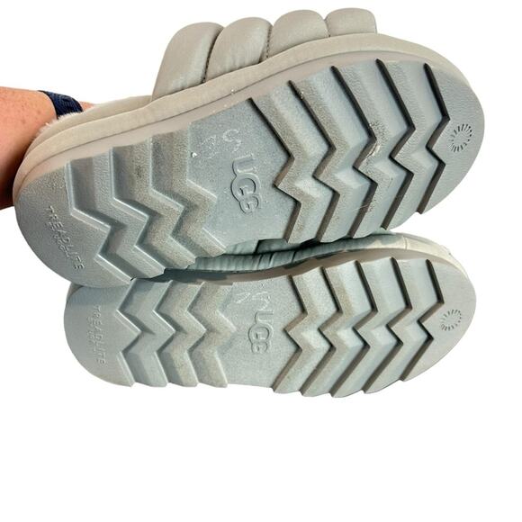 UGG Maxi Slide Cobbler Gray Grey Shearling Puff Sandal Sz 6 - Picture 7 of 8